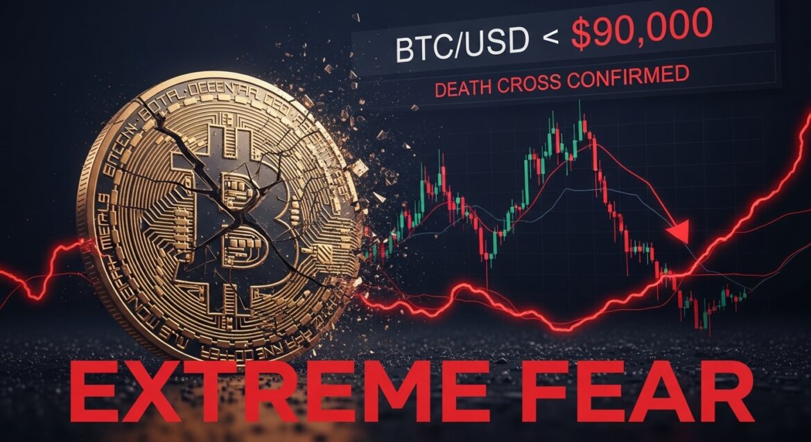 Bitcoin Crashes Under $90K as Death Cross Creates 'Extreme Fear' Sentiment
