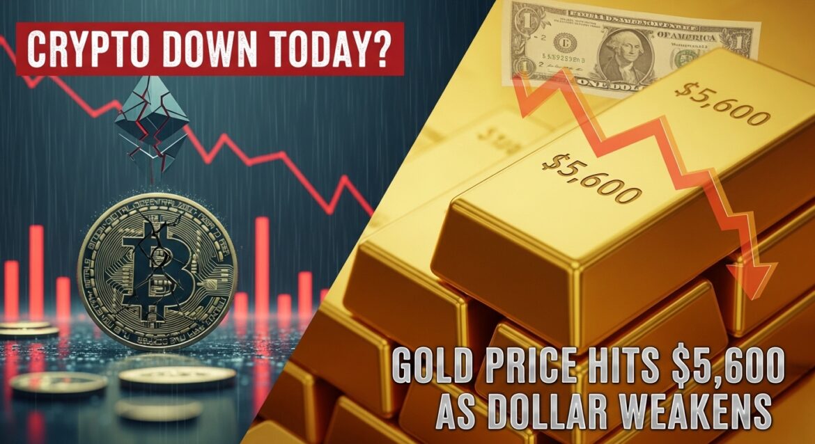 Crypto Down Today Gold Price Hits $5,600 as Dollar Weakens