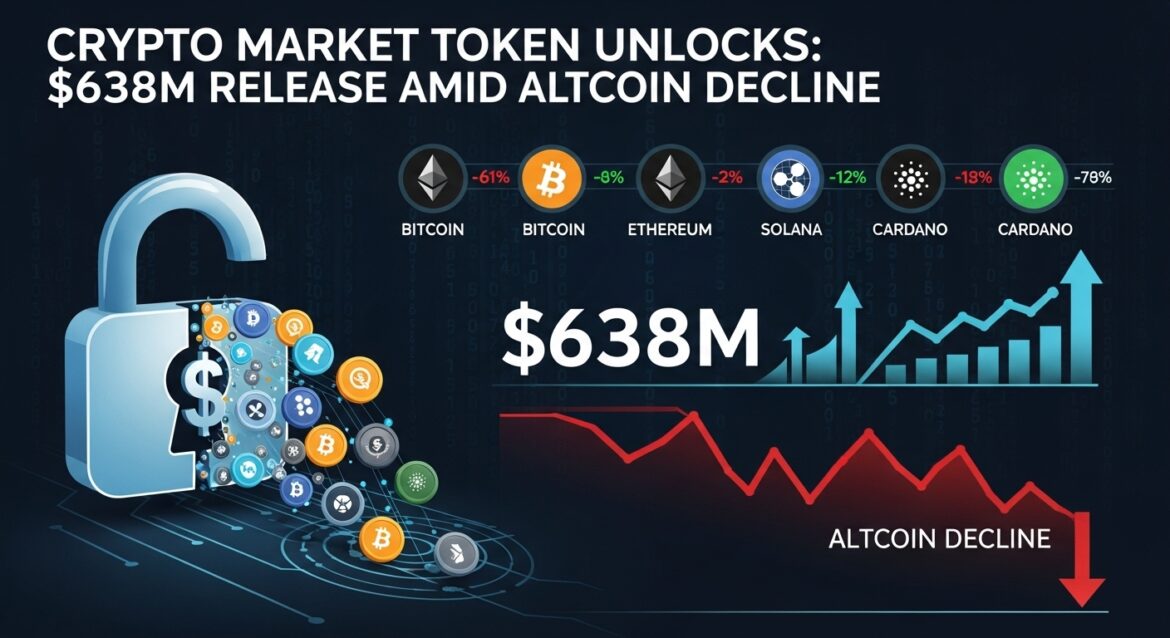 Crypto Market Token Unlocks $638M Release Amid Altcoin Decline